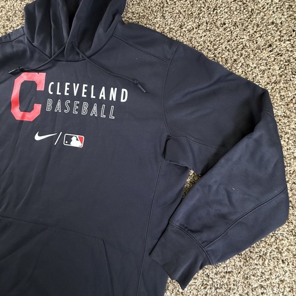 Cleveland Guardians Hoodie Mens Large Blue Nike Dri Fit Sweatshirt Logo MLB L - Picture 5 of 10